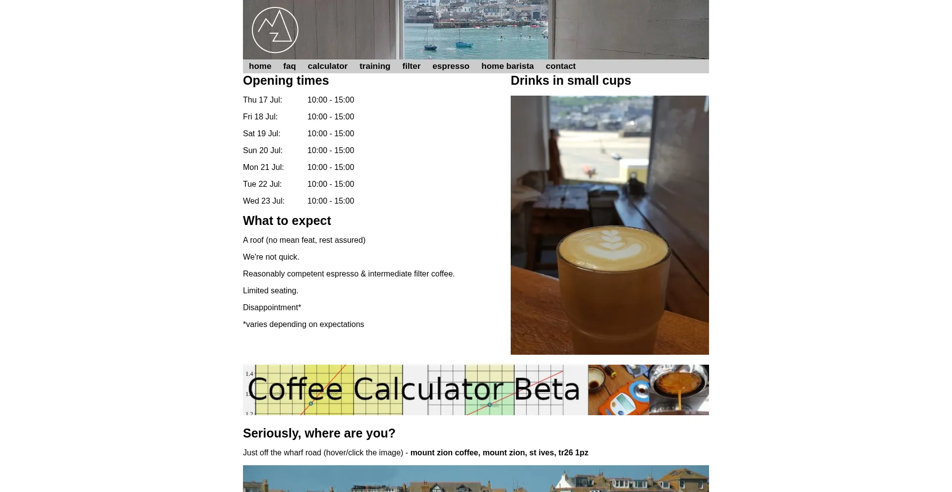 Website screenshot of Mountzioncoffee.co.uk