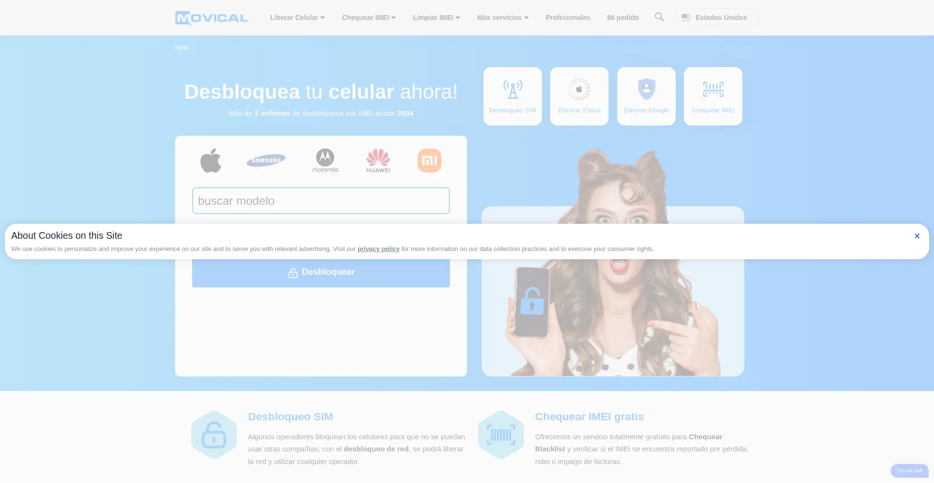 Website screenshot of Movical.com