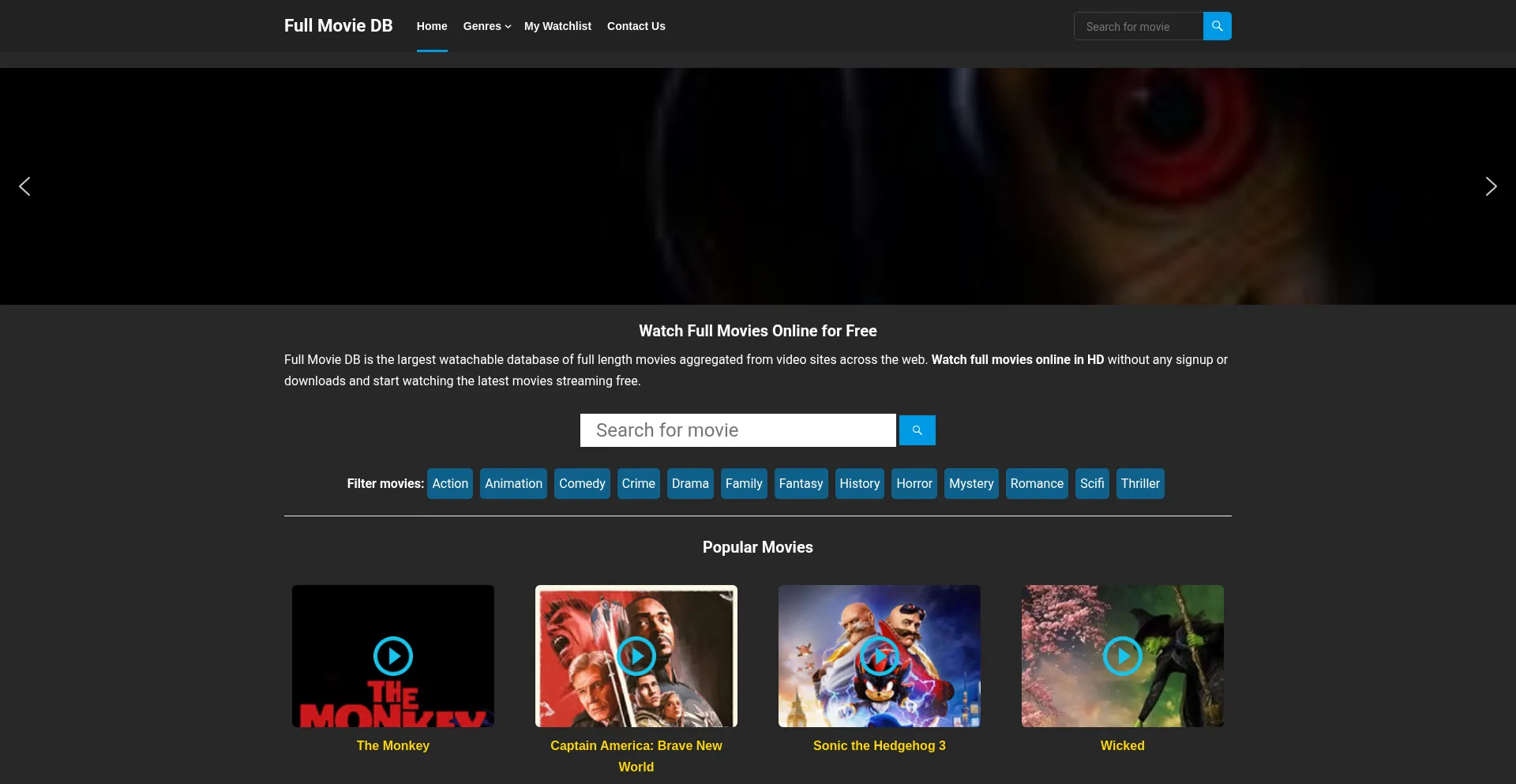 Website screenshot of Moviedb.wiki