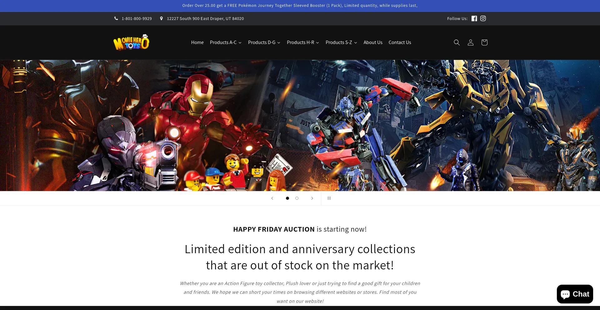 Website screenshot of Movieherotoys.com