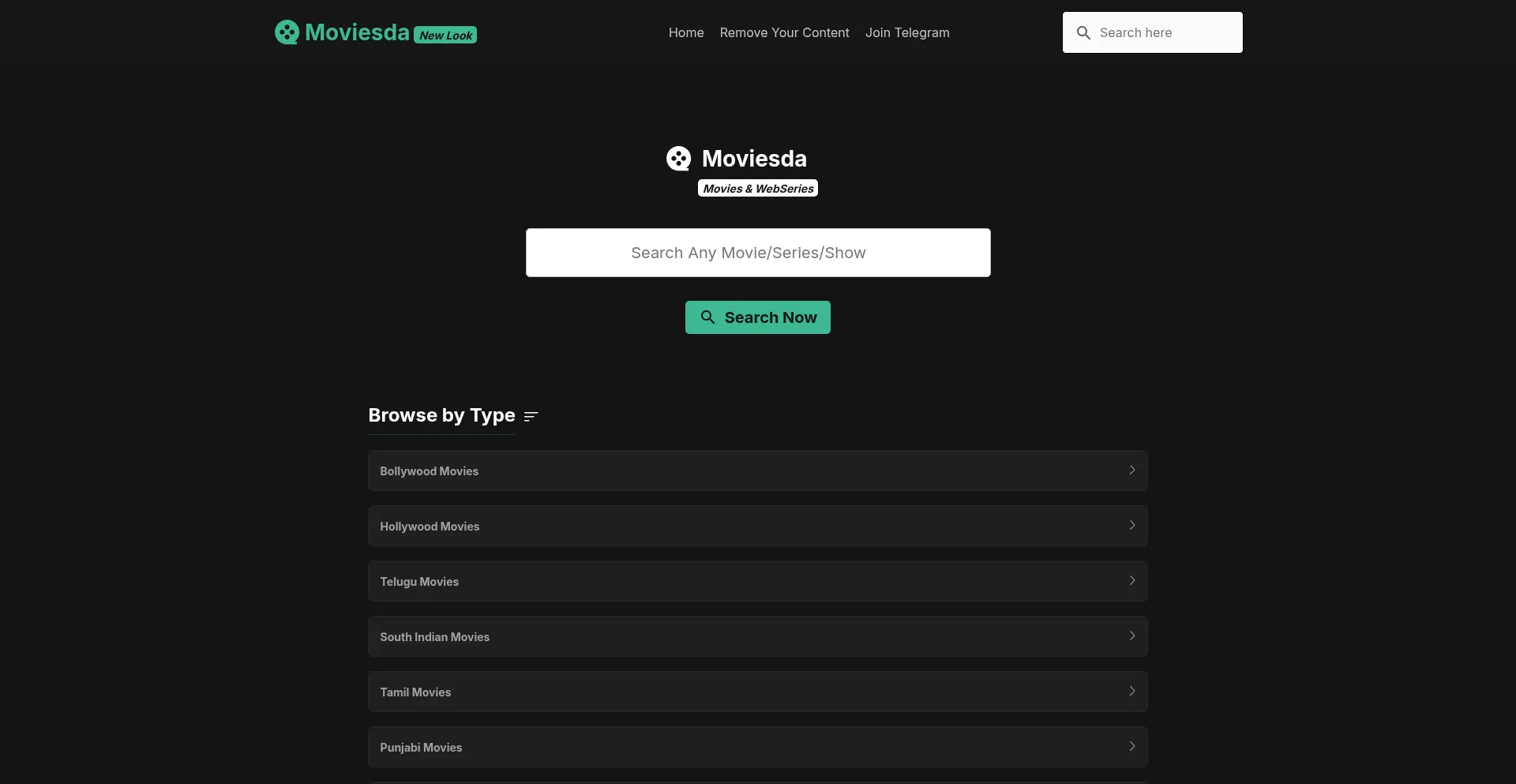 Website screenshot of Moviesda10.com