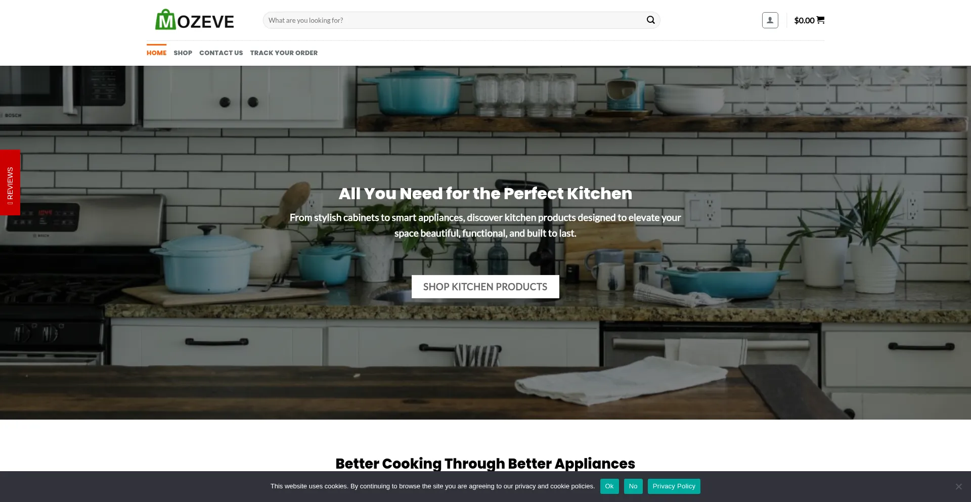 Website screenshot of Mozeve.com