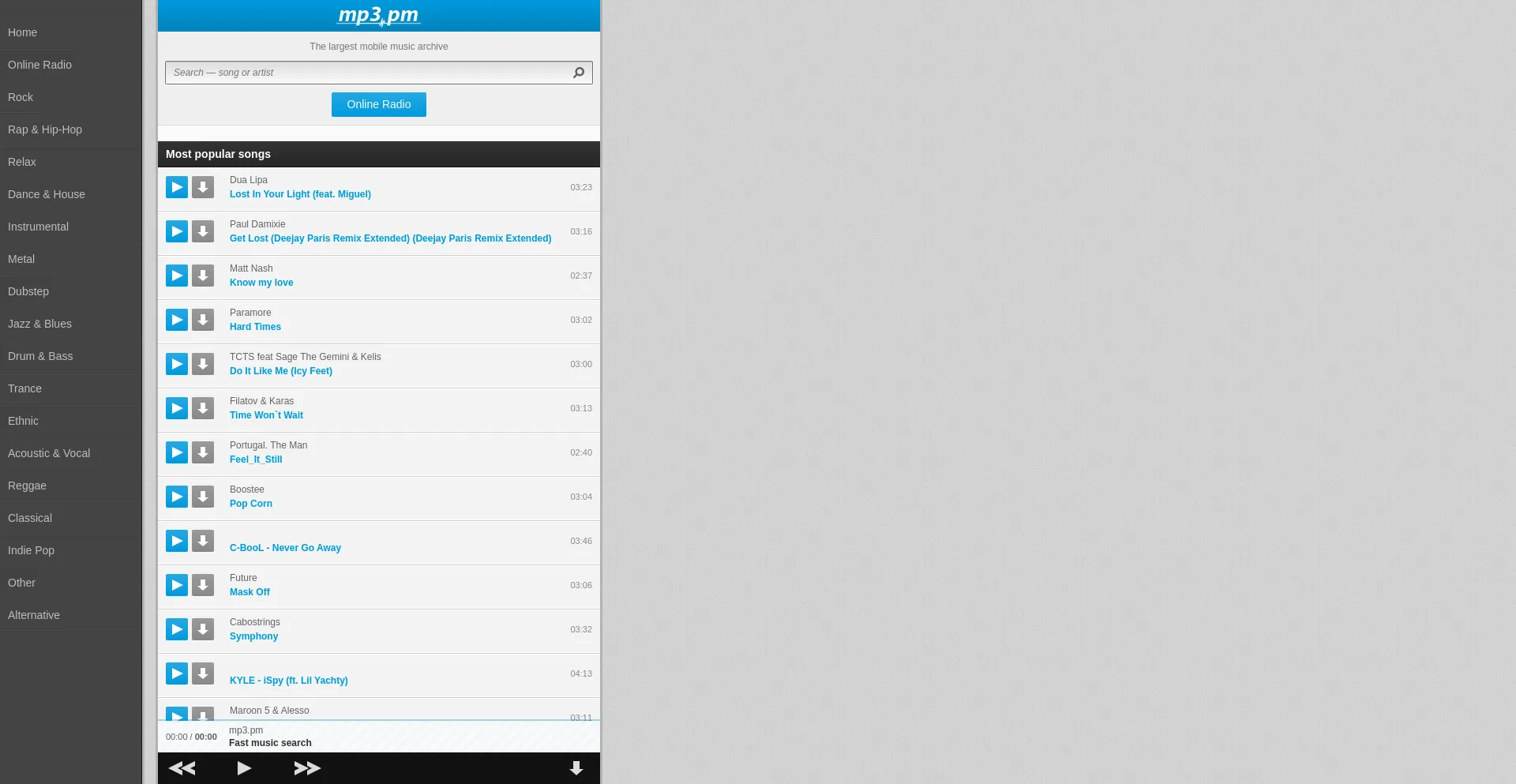Website screenshot of Mp3.pm