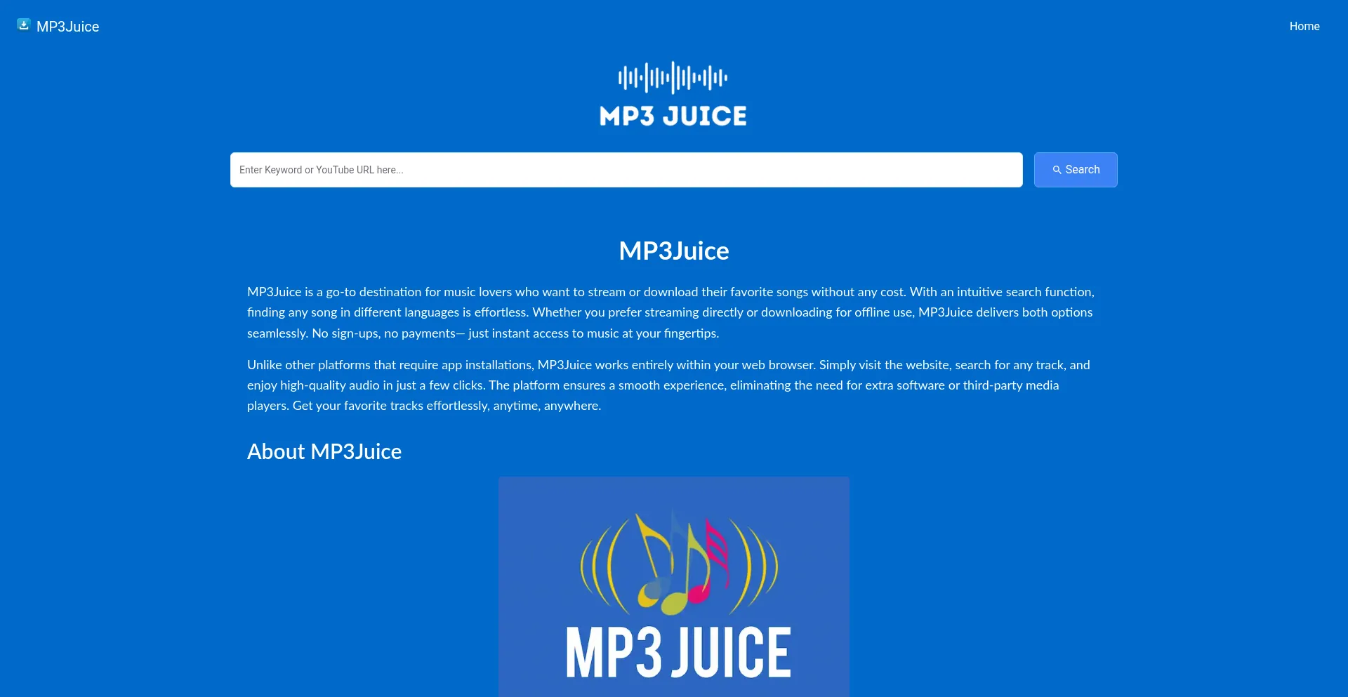 Website screenshot of Mp3juice.fr