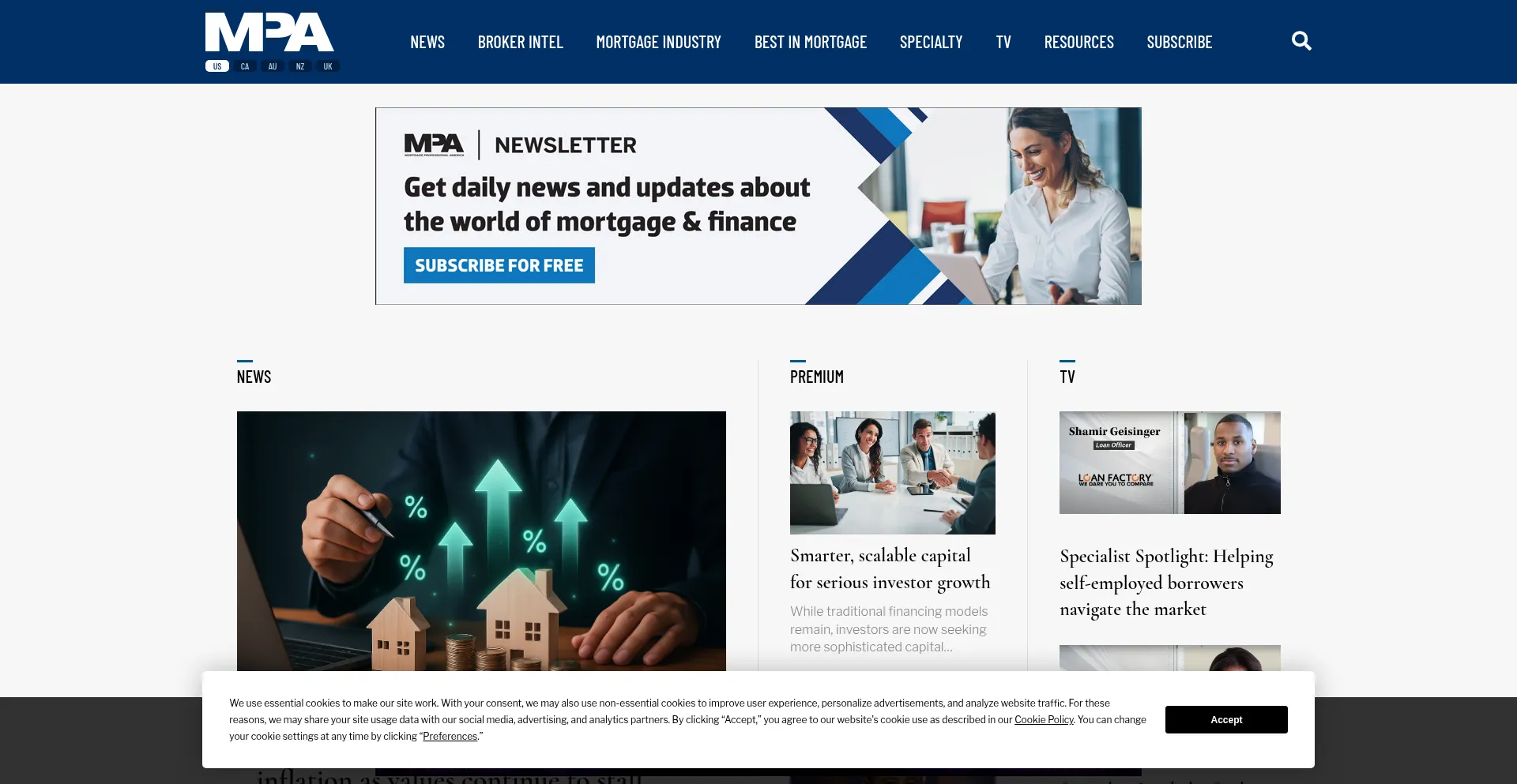 Website screenshot of Mpamag.com