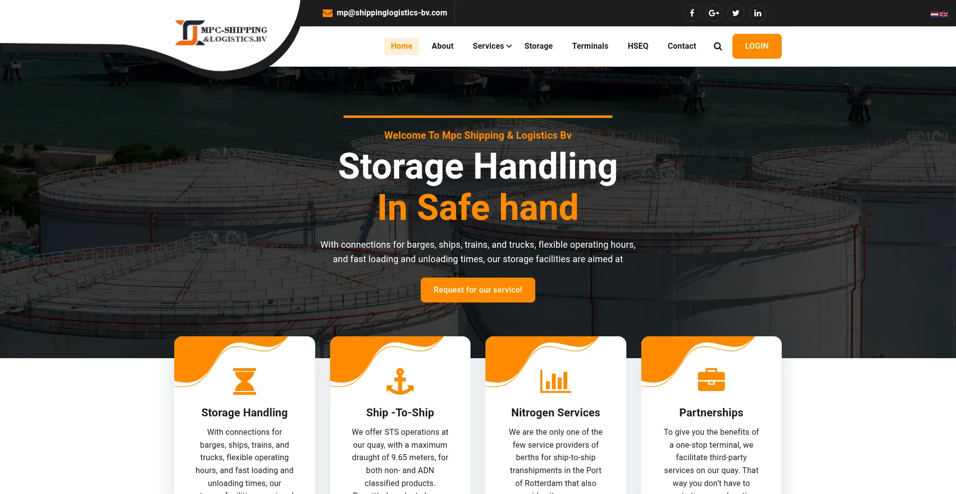 Website screenshot of Mpcshippinglogistics-bv.com