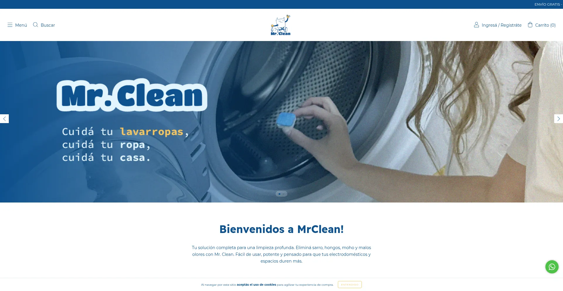 Website screenshot of Mrcleanarg.com