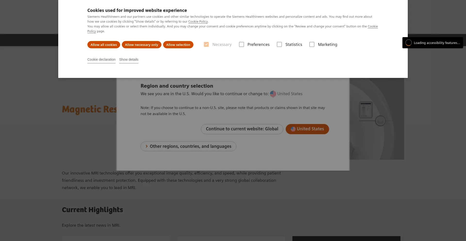 Website screenshot of Mri.com