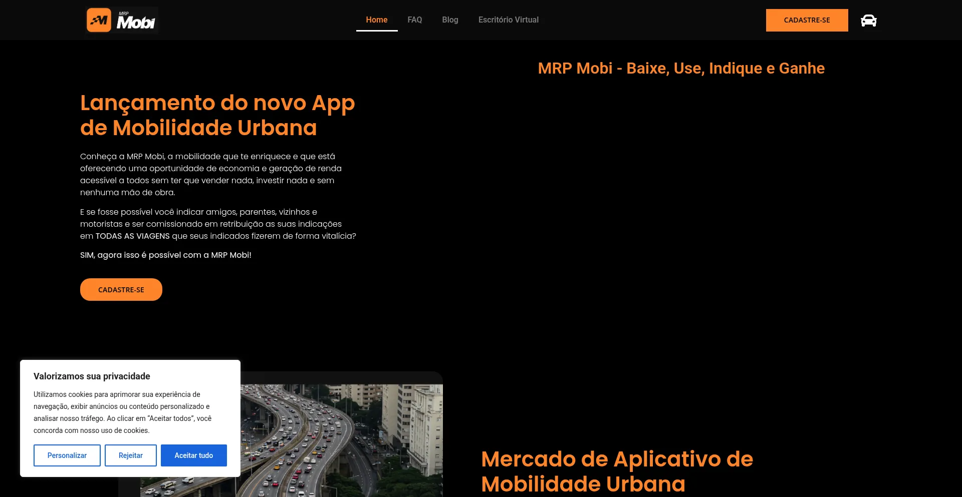 Website screenshot of Mrpmobi.app.br