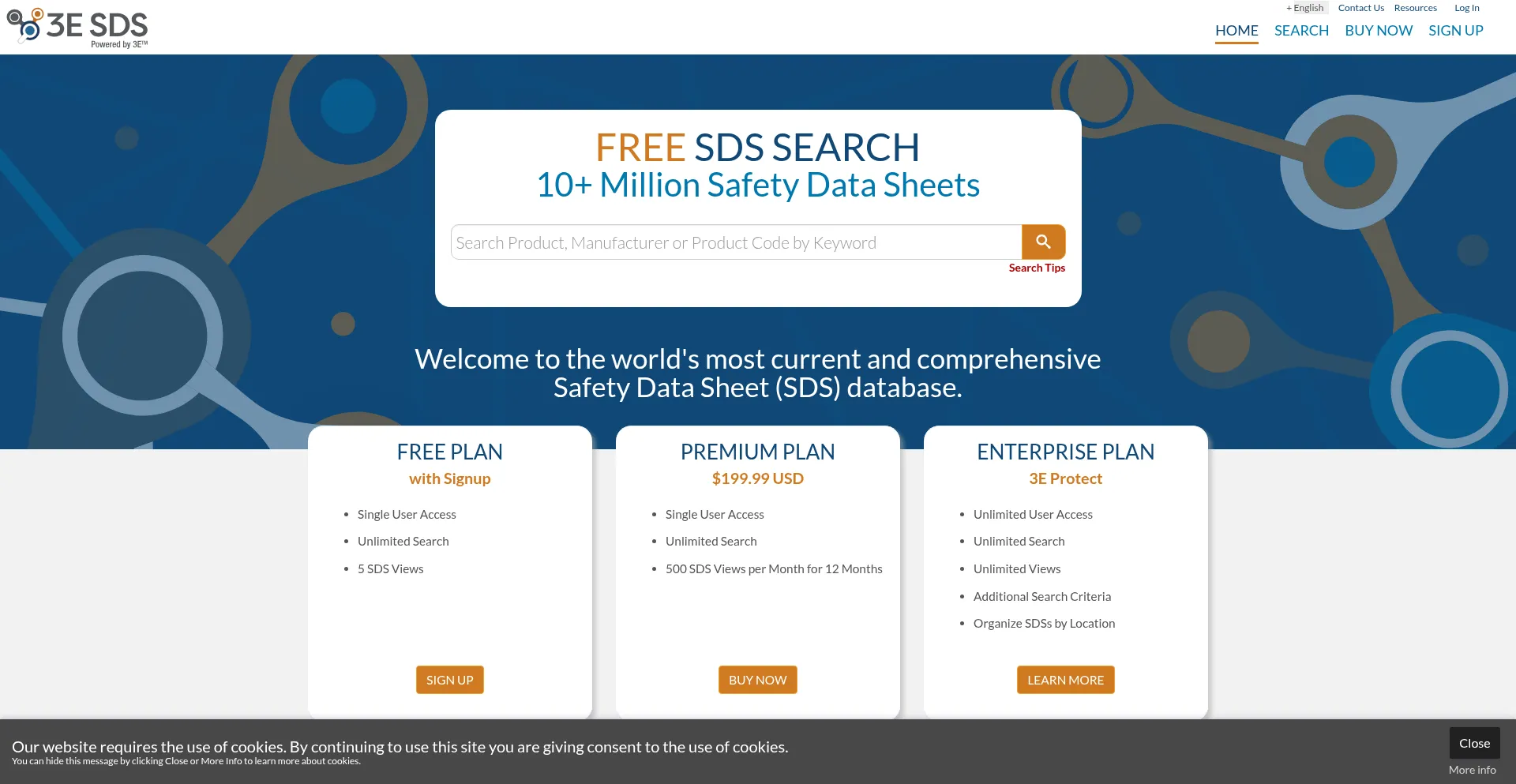 Website screenshot of Msds.com