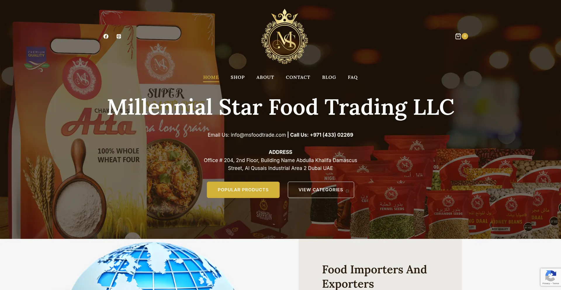 Website screenshot of Msfoodtrade.com