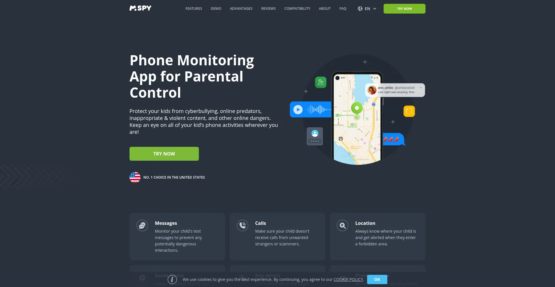 Website screenshot of Mspy.mobi