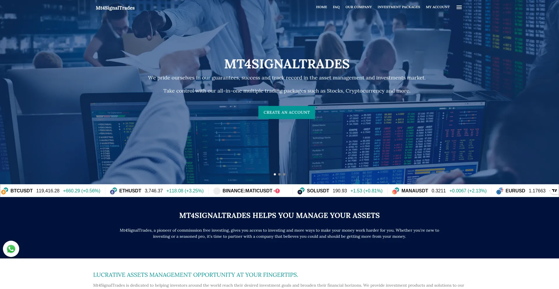 Website screenshot of Mt4signaltrades.com