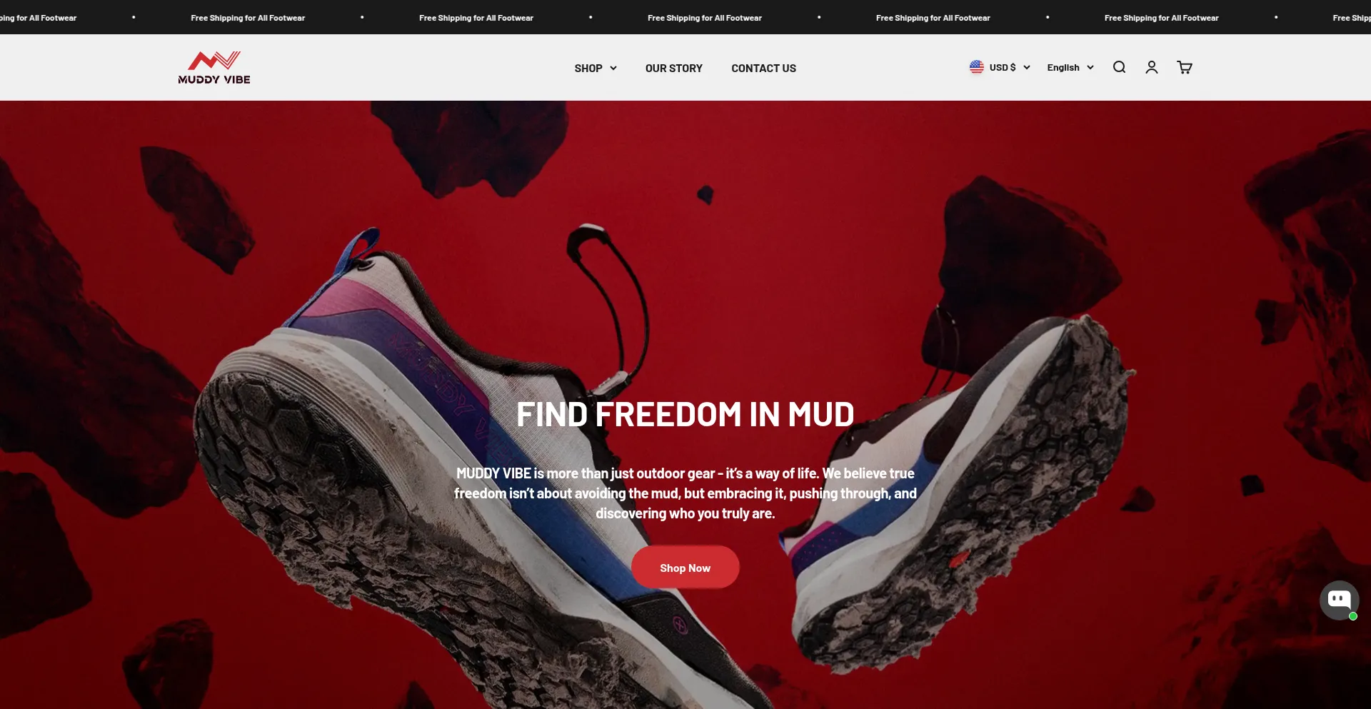 Website screenshot of Muddyvibe.com