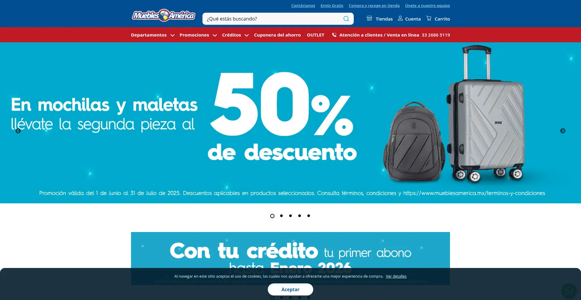 Website screenshot of Mueblesamerica.mx