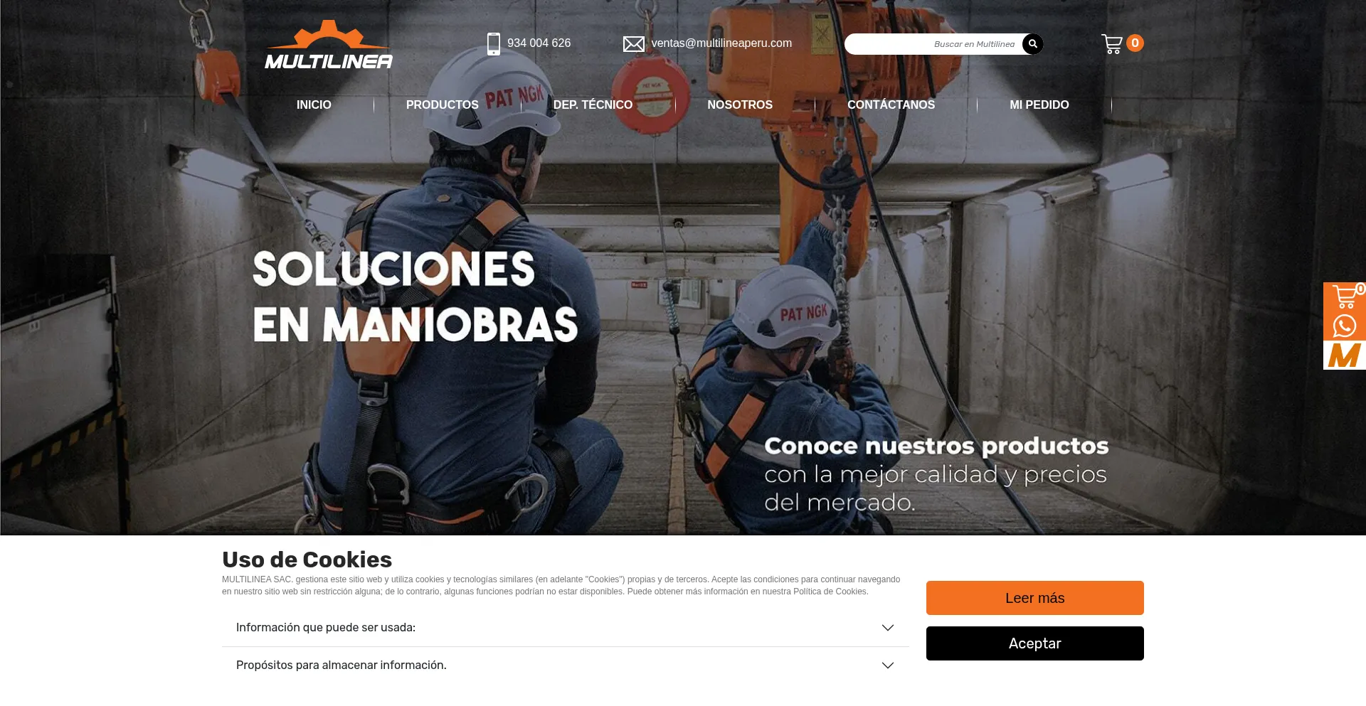 Website screenshot of Multilineaperu.com