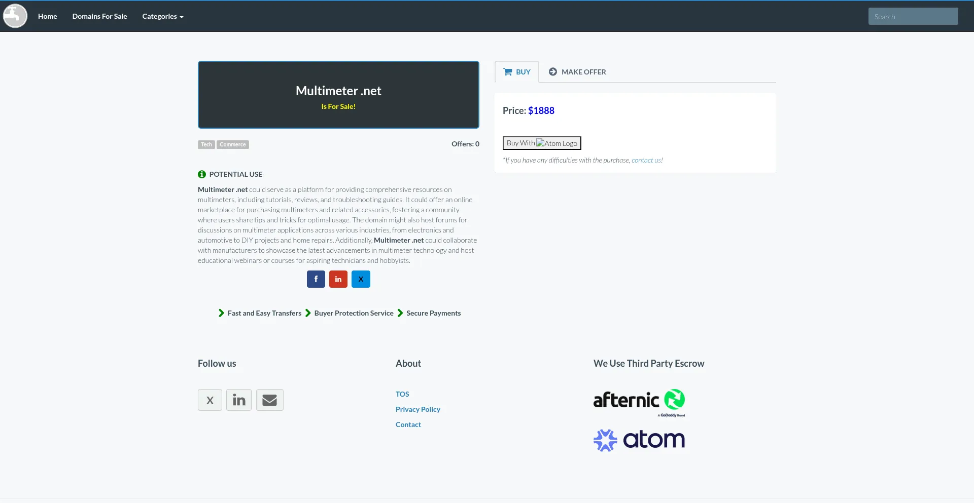 Website screenshot of Multimeter.net