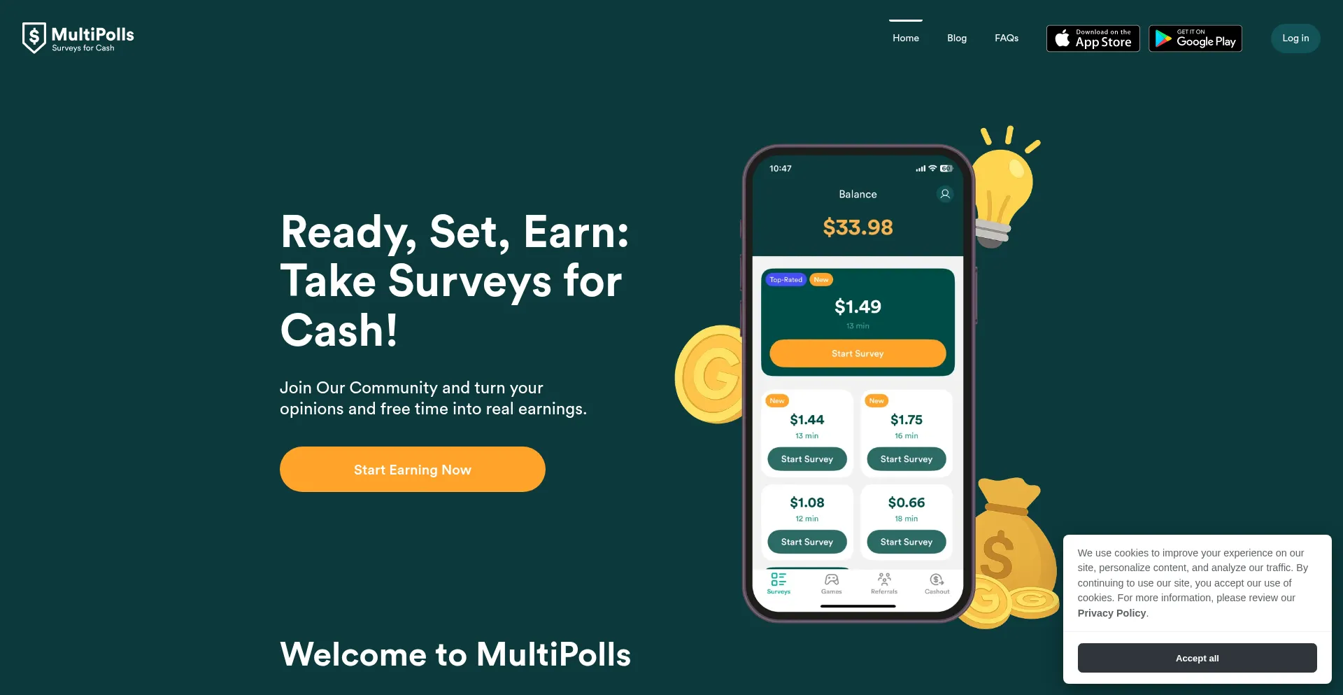Website screenshot of Multipolls.com
