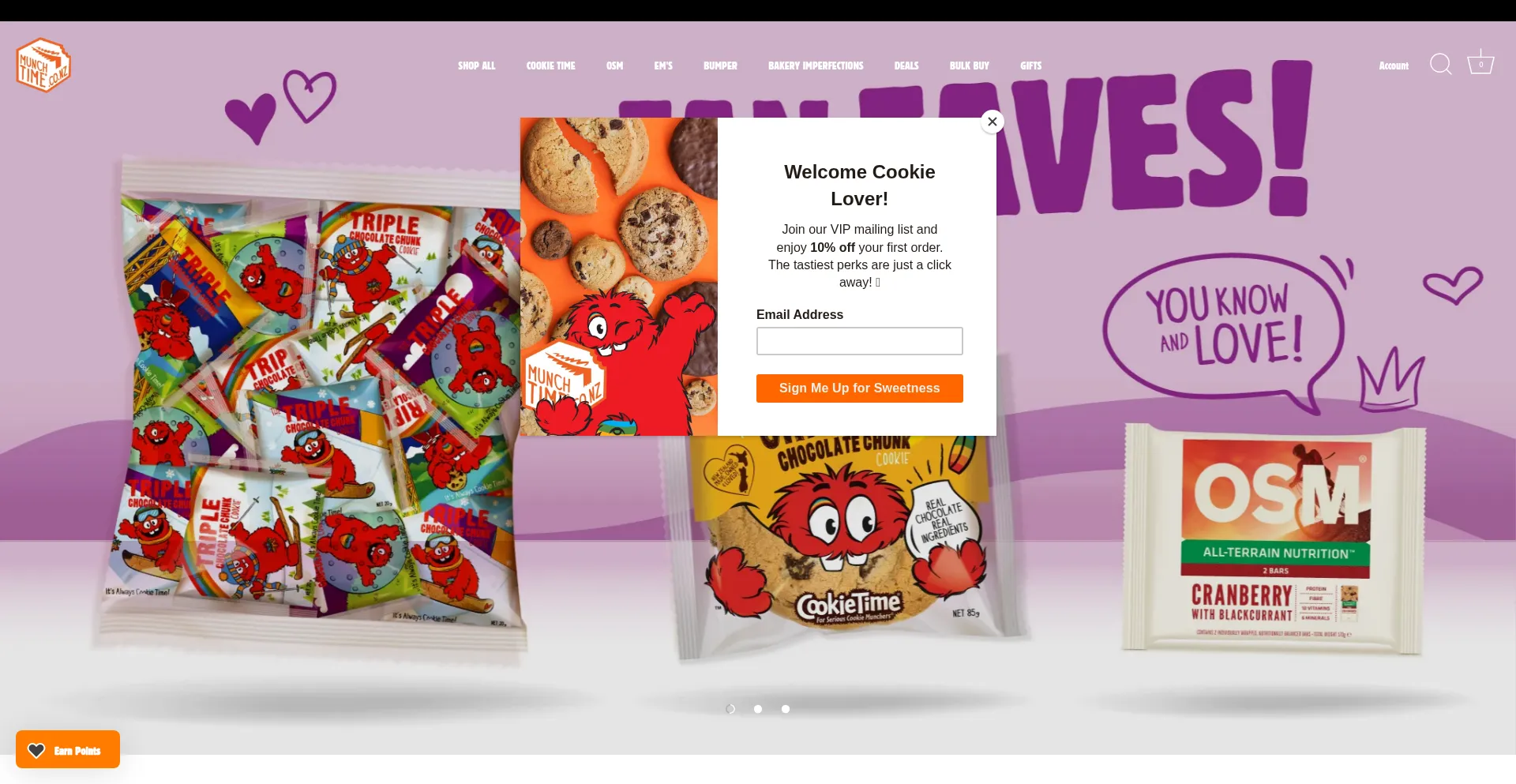 Website screenshot of Munchtime.co.nz