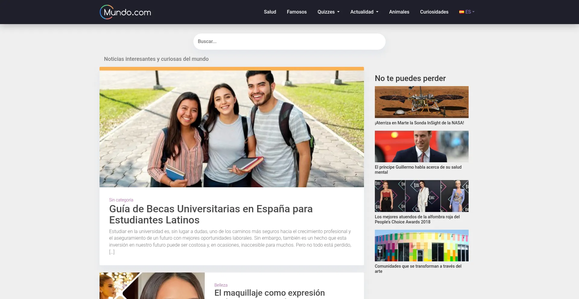 Website screenshot of Mundo.com