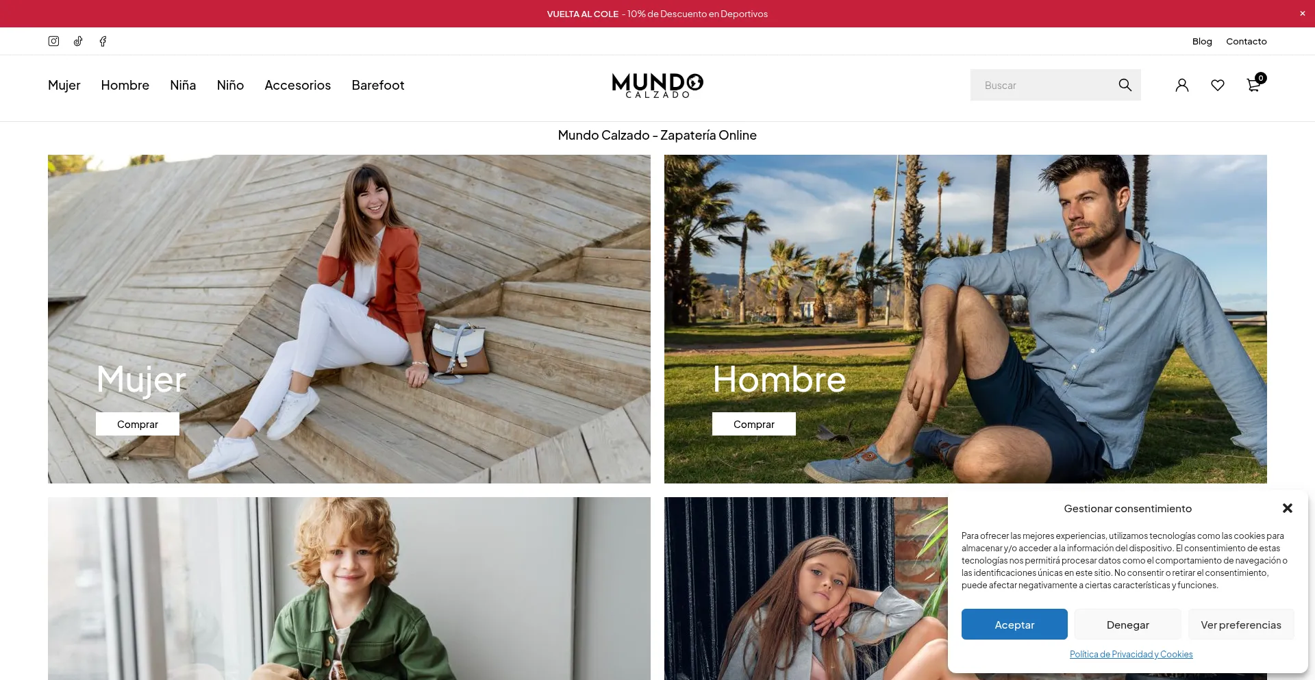 Website screenshot of Mundocalzado.es
