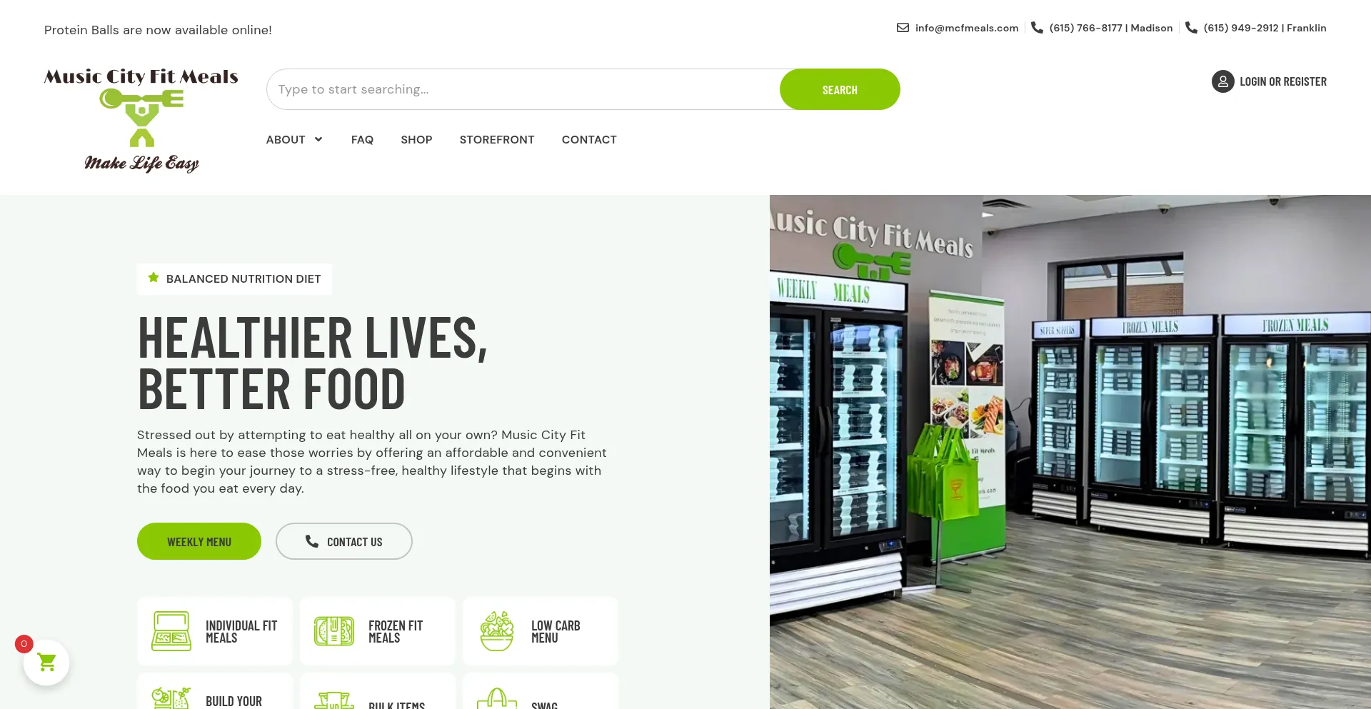 Website screenshot of Musiccityfitmeals.com