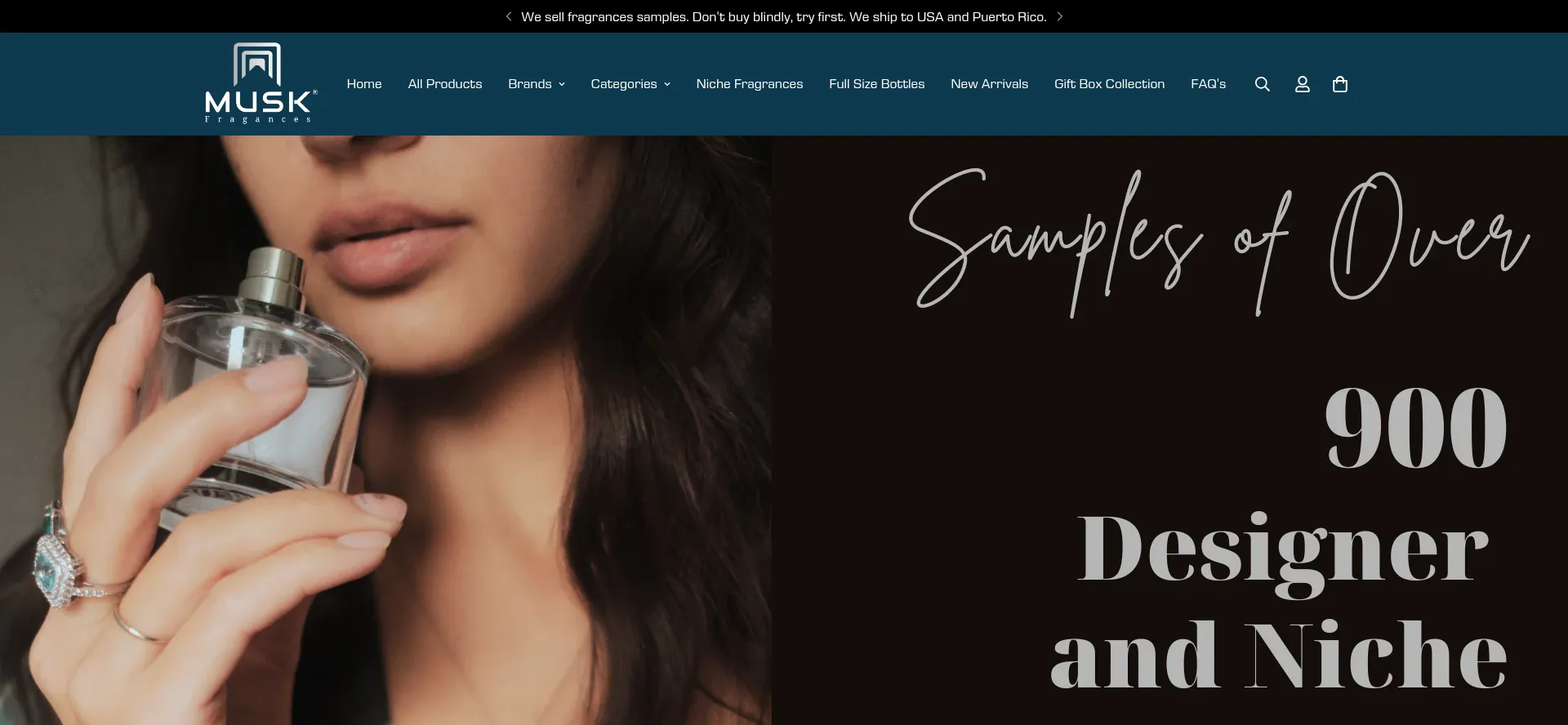 Website screenshot of Muskfragances.com
