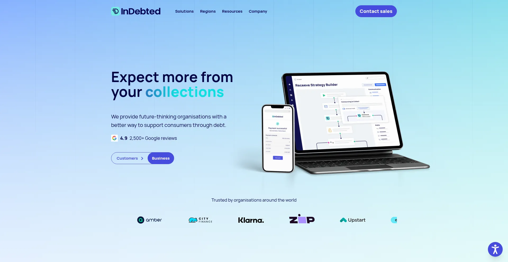 Website screenshot of My.indebted.co