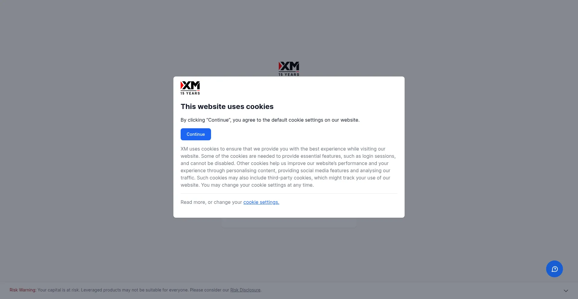 Website screenshot of My.xm.com