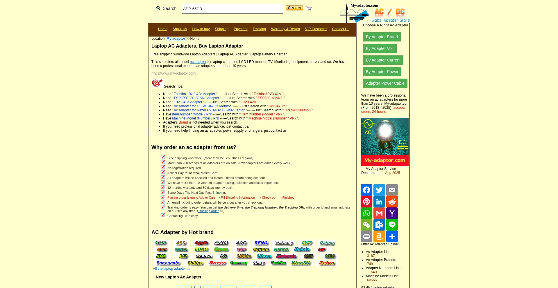 Website screenshot of My-adaptor.com