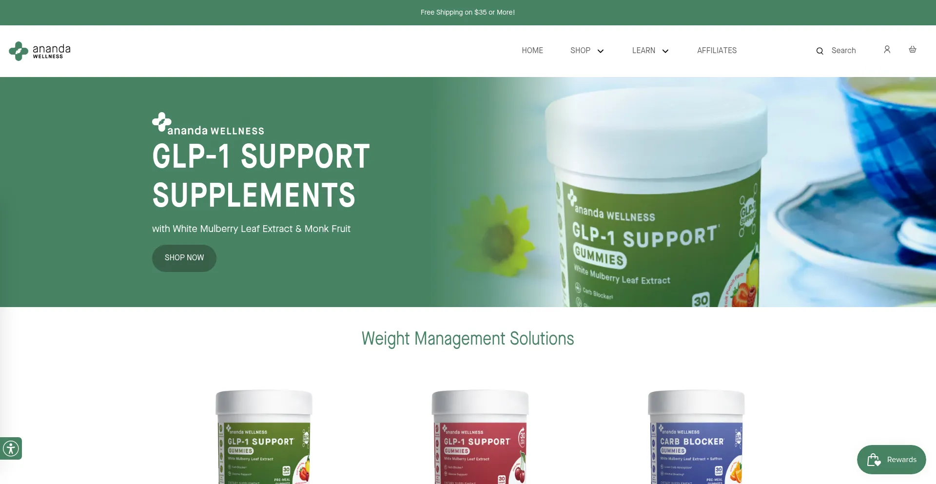 Website screenshot of Myanandawellness.com