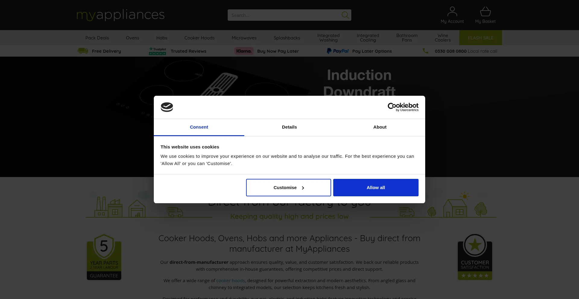 Website screenshot of Myappliances.co.uk