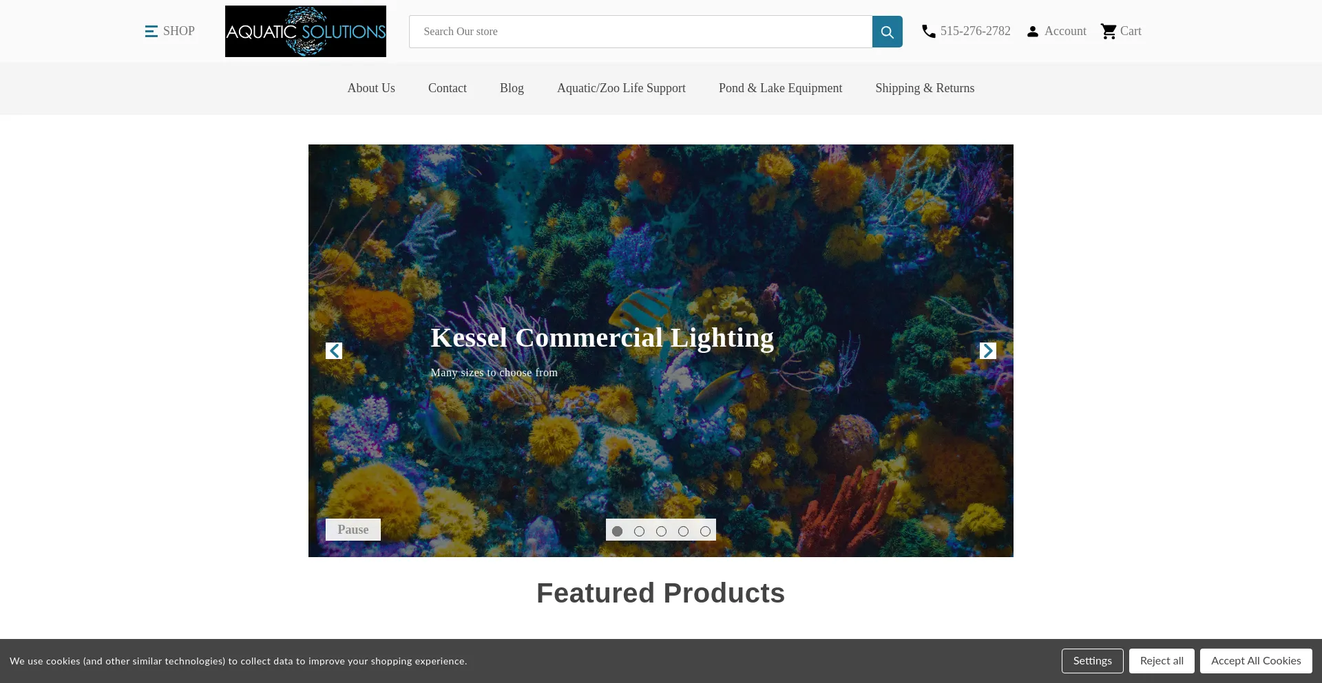 Website screenshot of Myaquaticsolutions.com