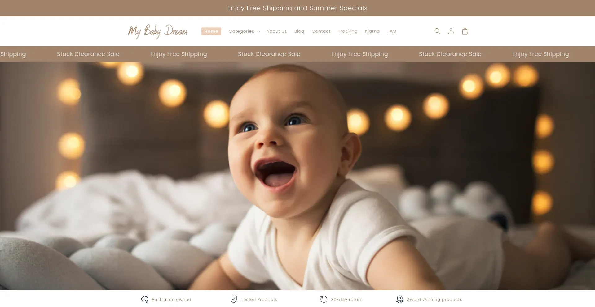 Website screenshot of Mybabydream.com.au
