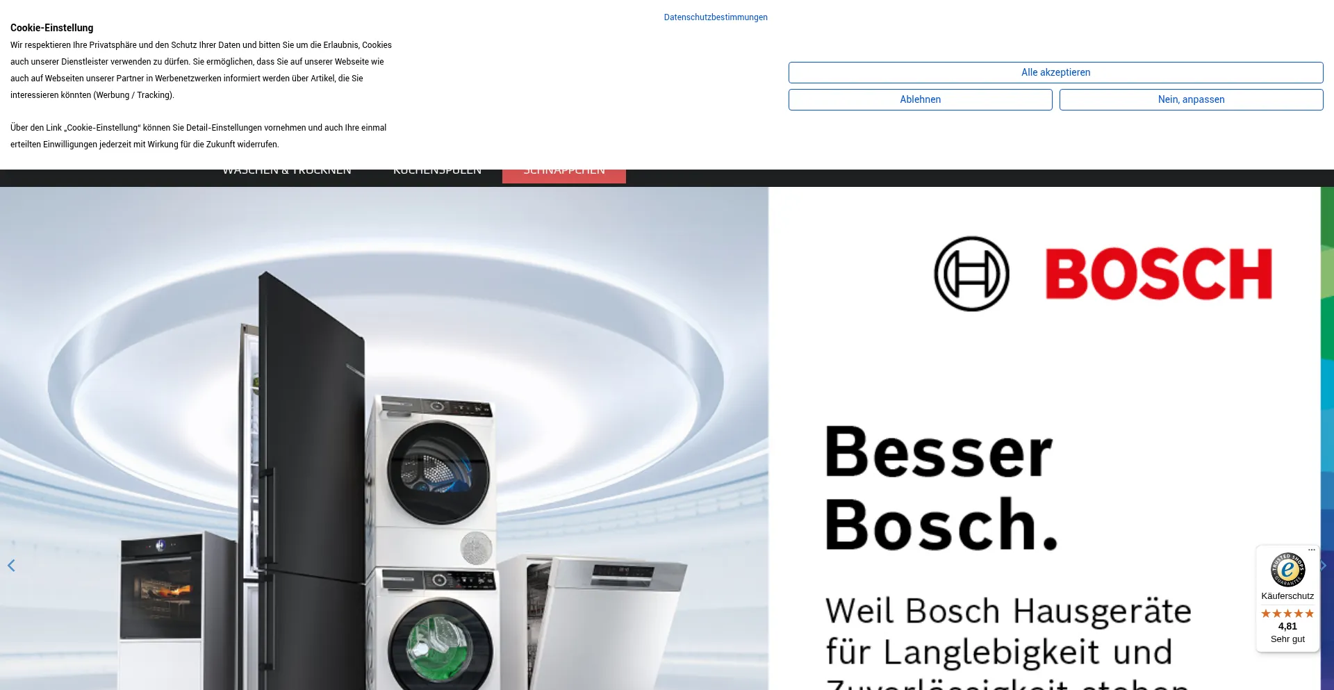 Website screenshot of Mybauer.de