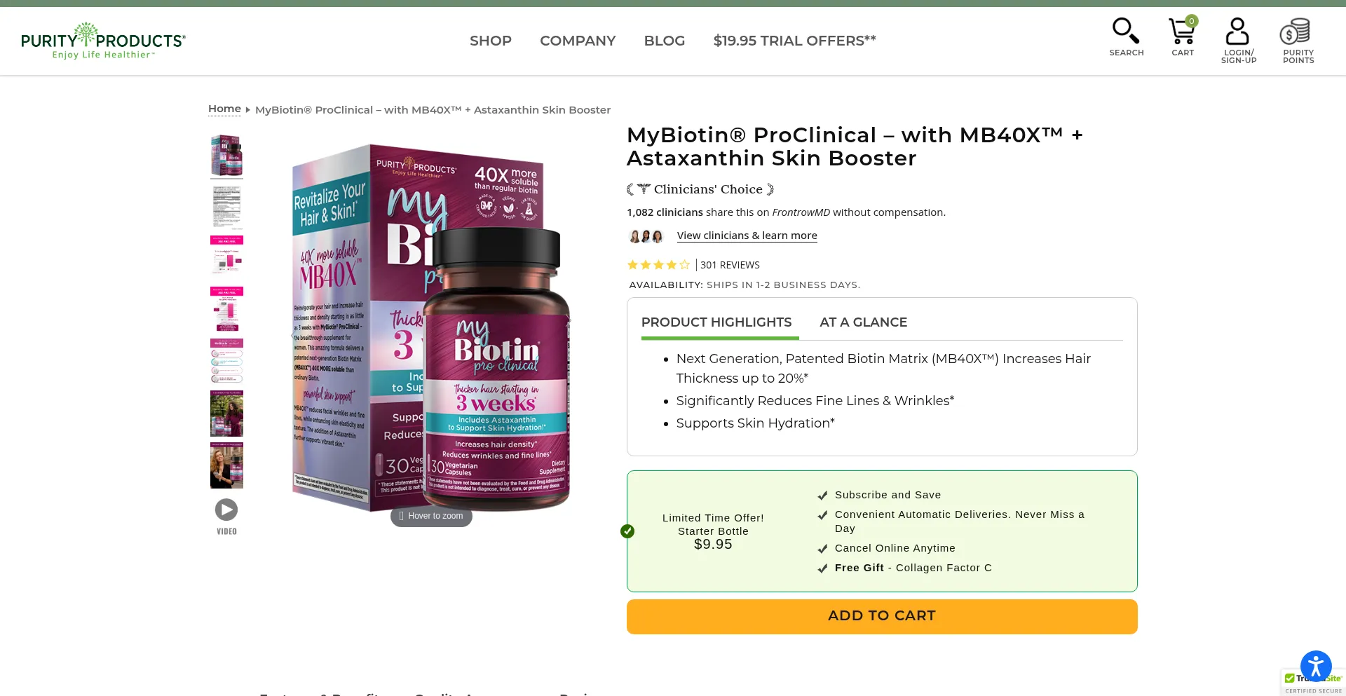 Website screenshot of Mybiotin.com
