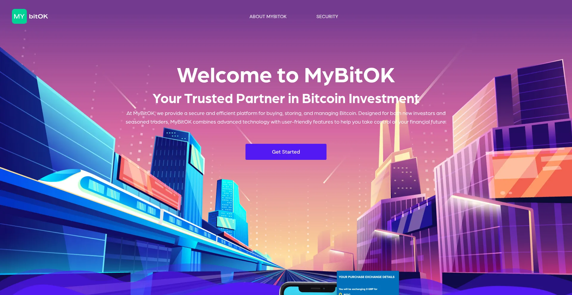 Website screenshot of Mybitok.org