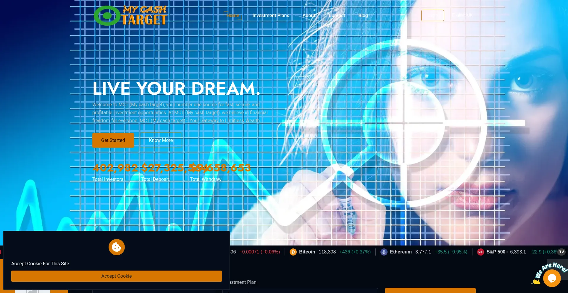 Website screenshot of Mycashtarget.com
