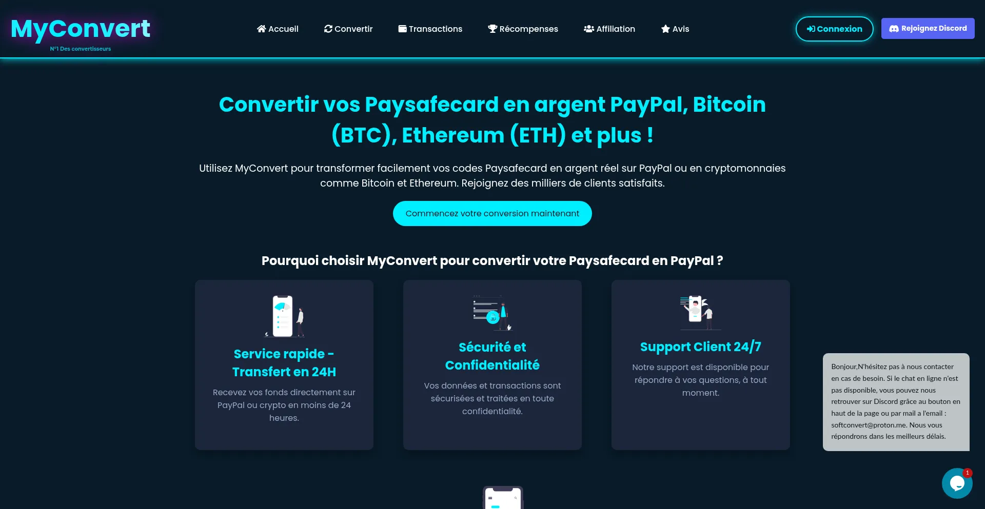 Website screenshot of Myconvert.eu