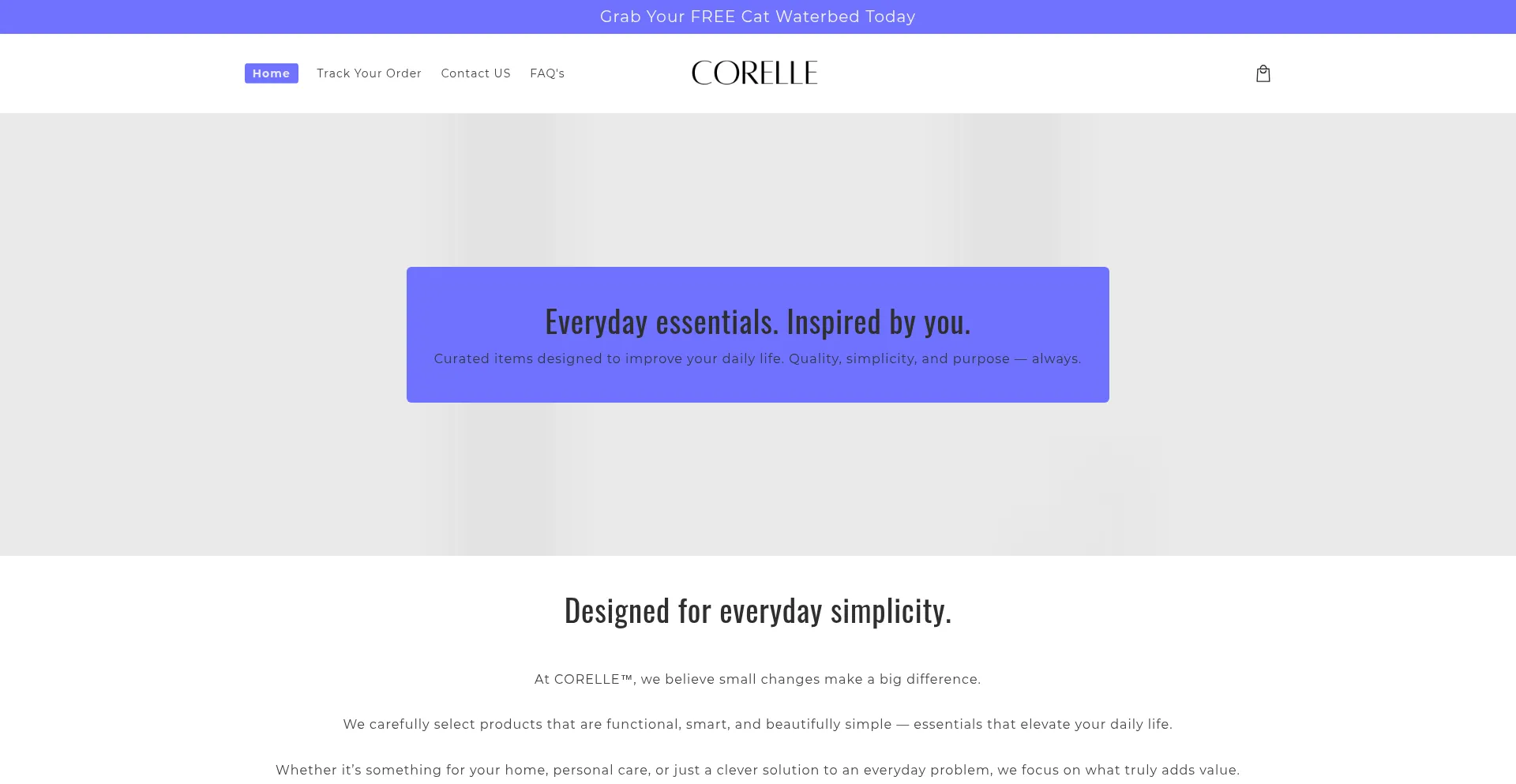 Website screenshot of Mycorelle.com