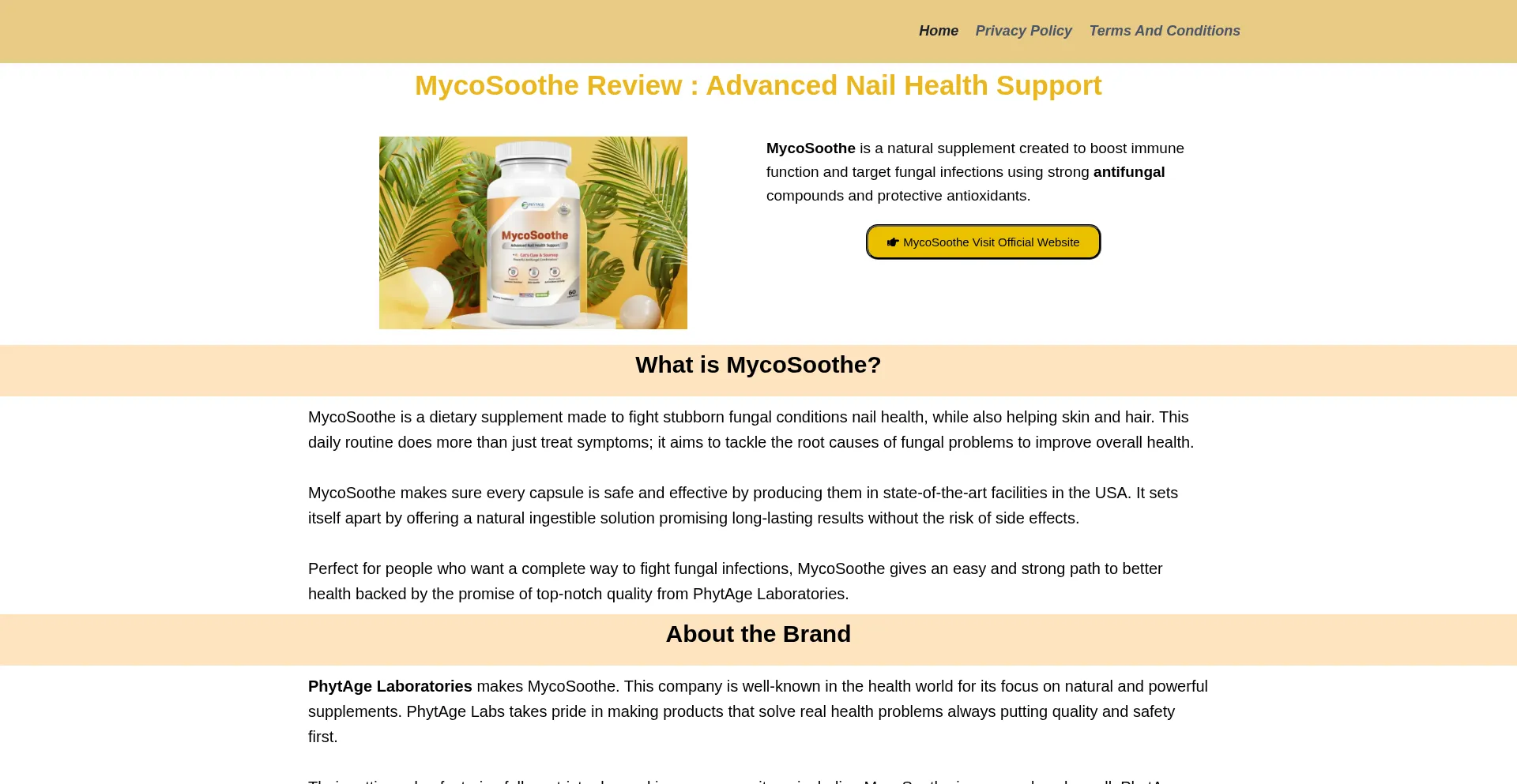 Website screenshot of Mycosothe.com