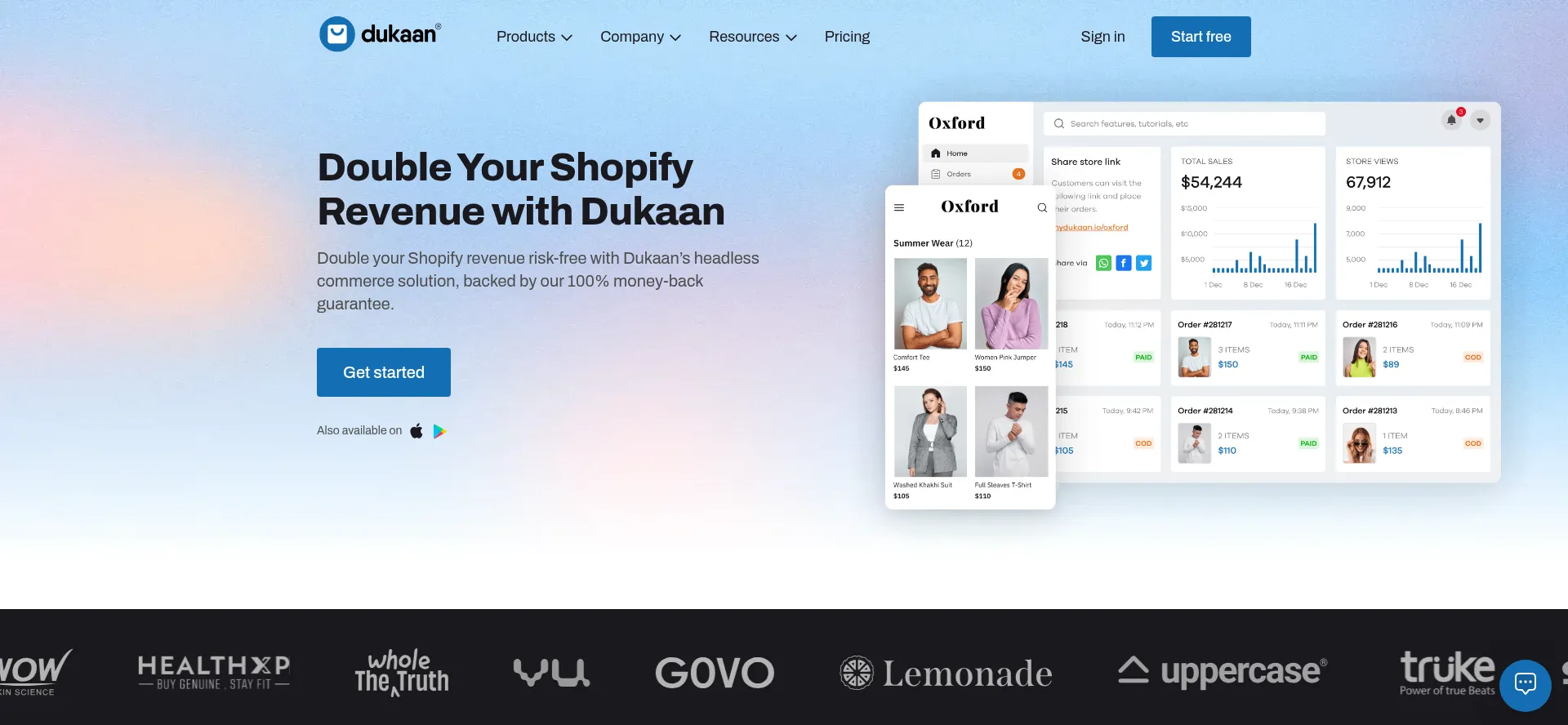 Website screenshot of Mydukaan.io