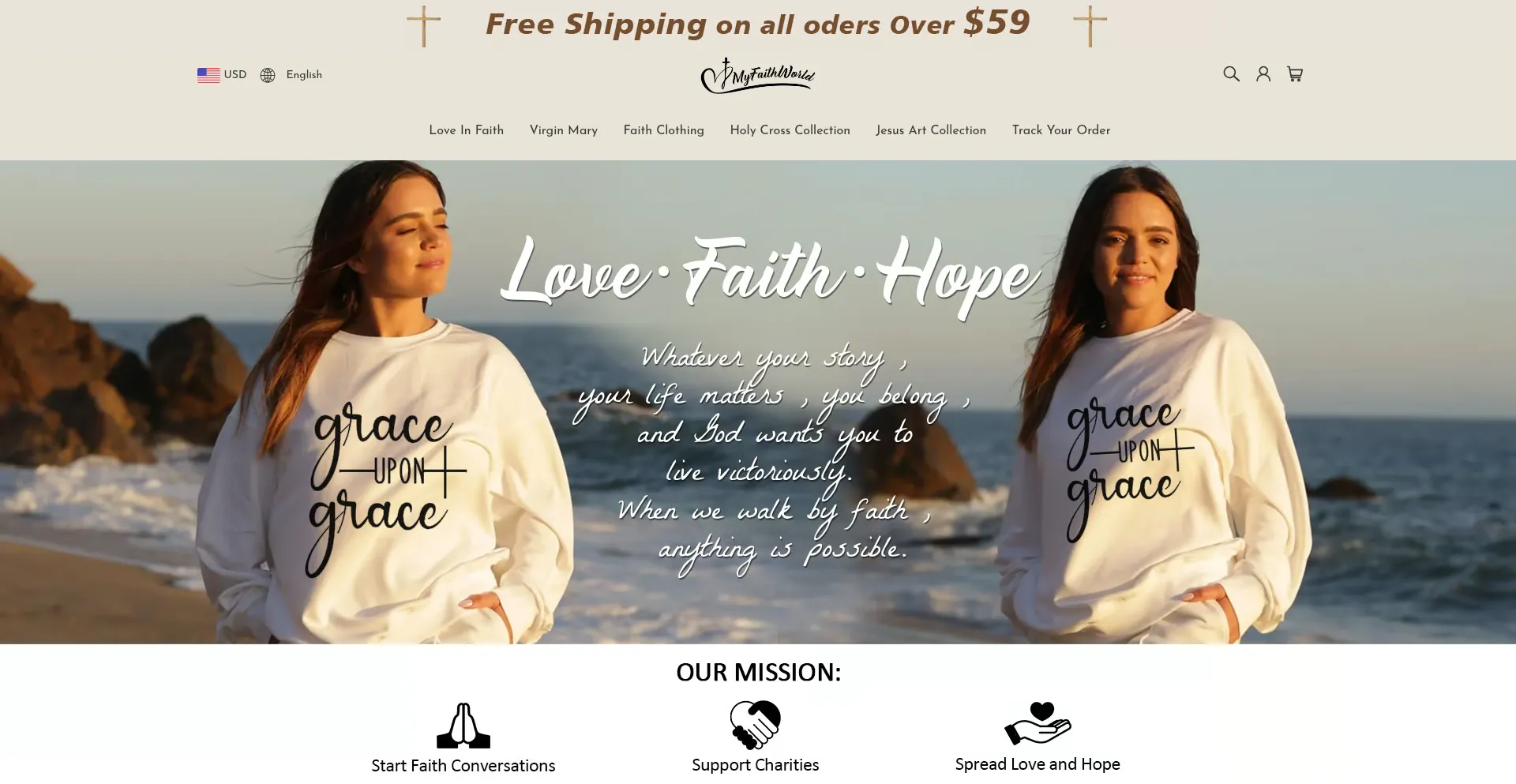 Website screenshot of Myfaithworld.com