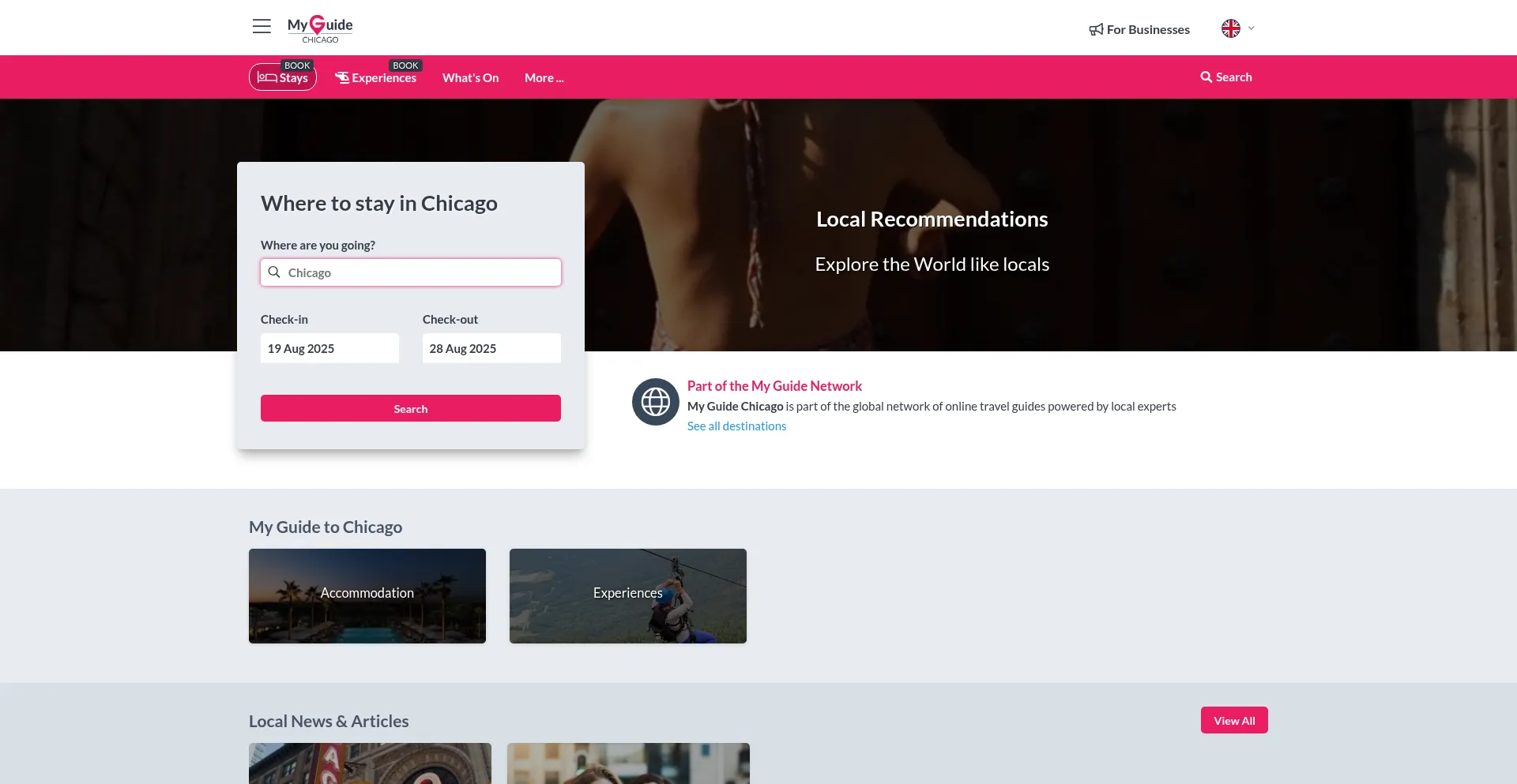 Website screenshot of Myguidechicago.com