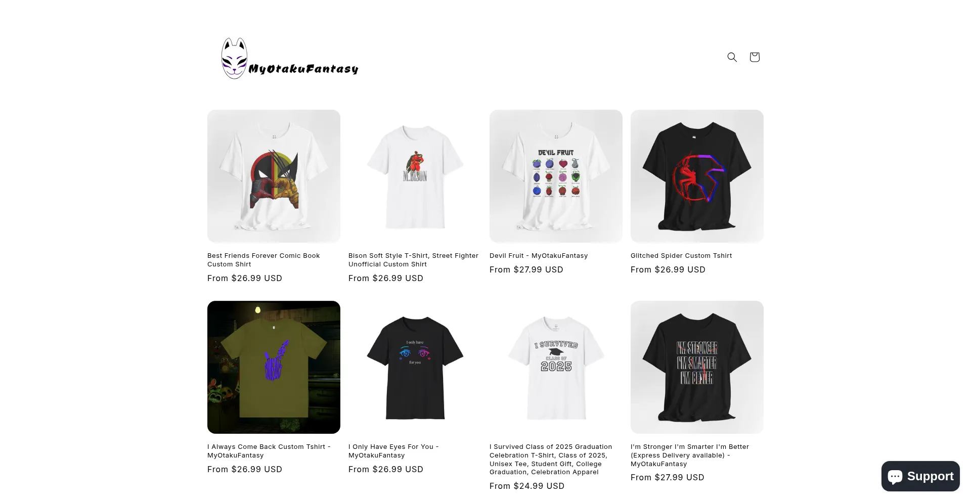 Website screenshot of Myotakufantasy.com