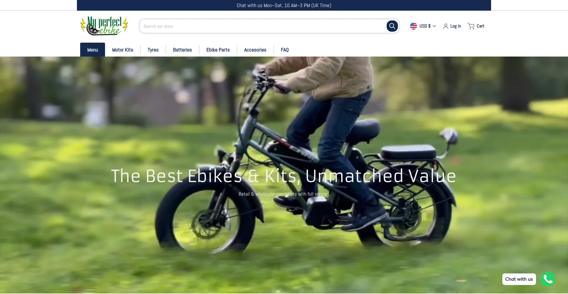 Website screenshot of Myperfectebike.com