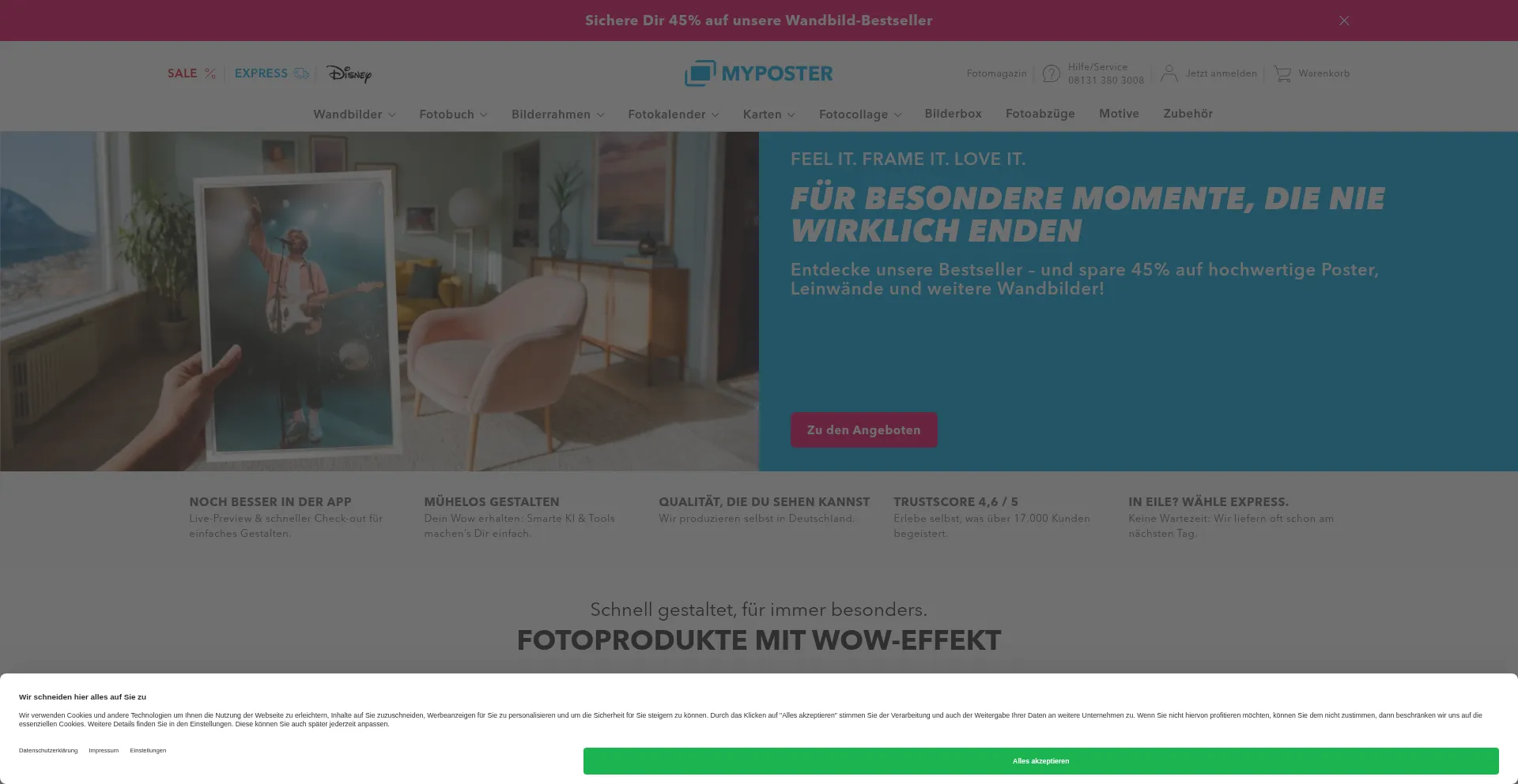 Website screenshot of Myposter.de