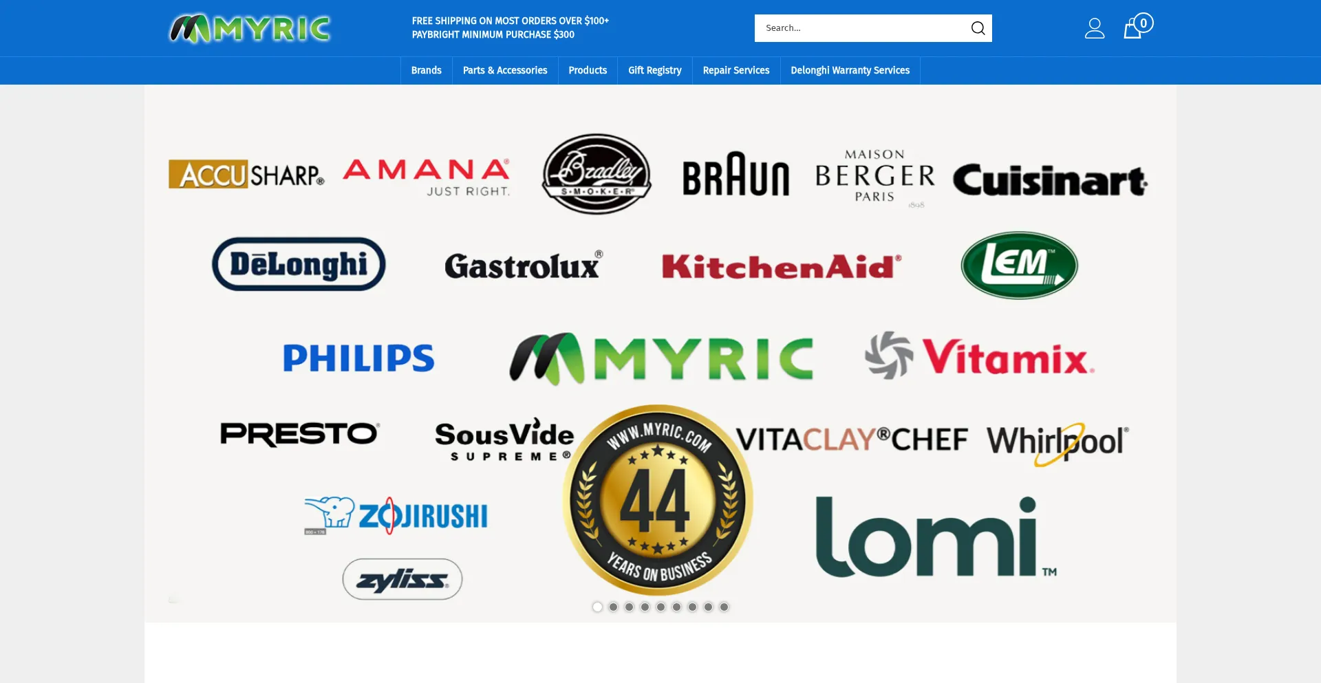 Website screenshot of Myric.com