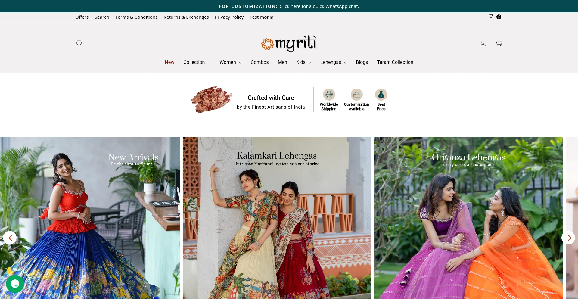 Website screenshot of Myriti.com