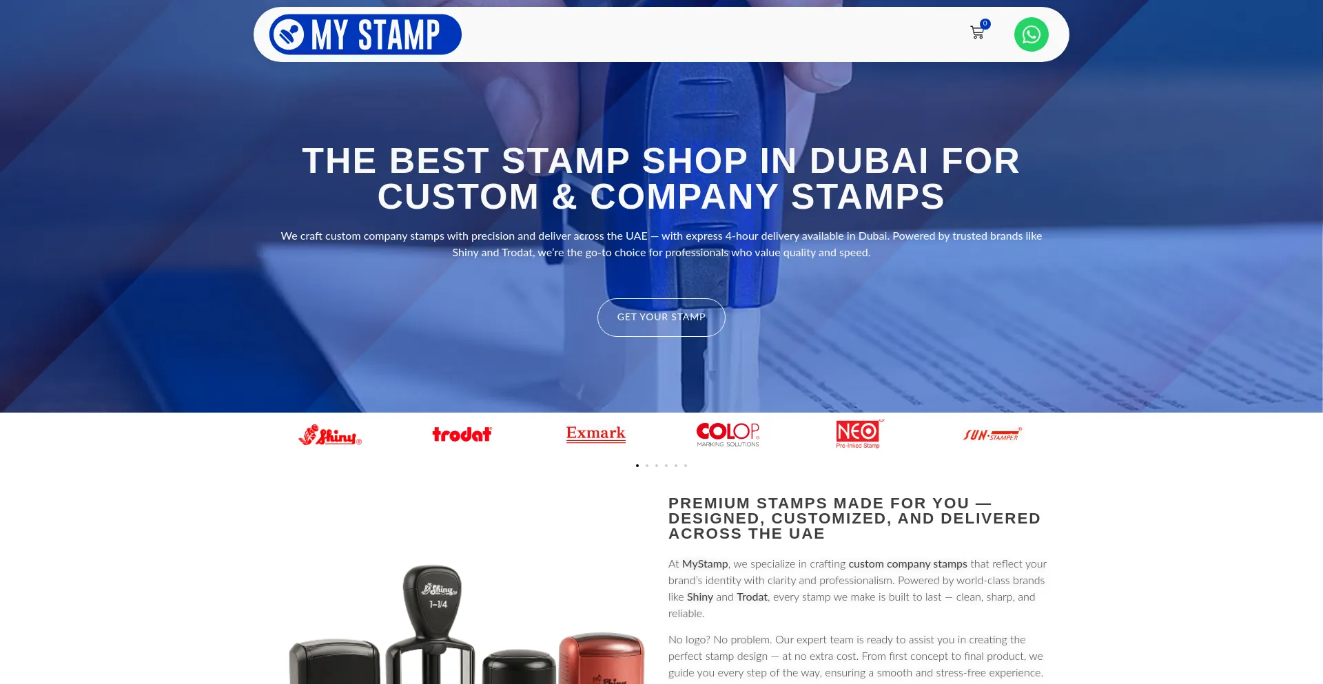 Website screenshot of Mystamp.ae